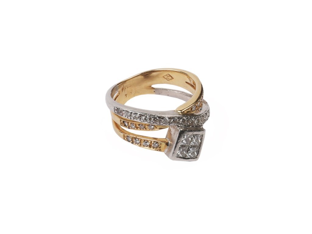 Anillo oro 18 K, diamantes y brillantes