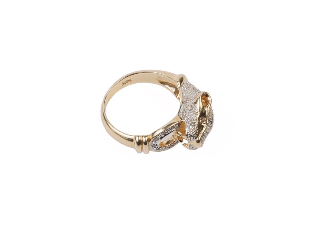 Anillo oro 14 K, brillantes y zafiros