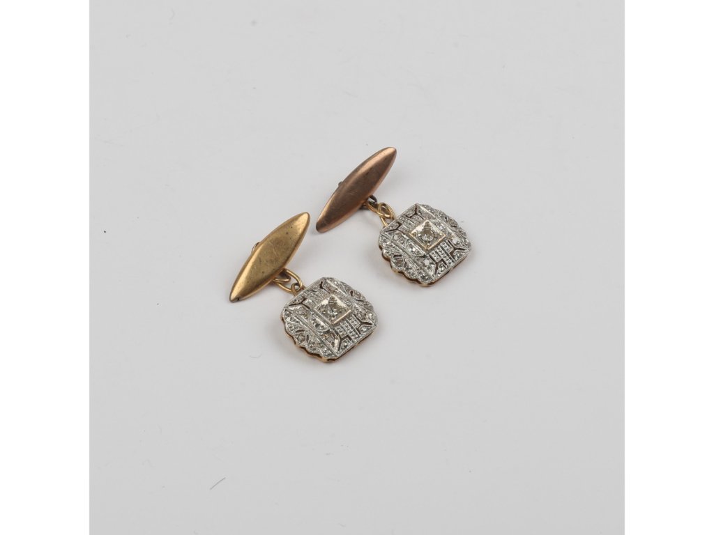 Gemelos art decó, brillantes y diamantes