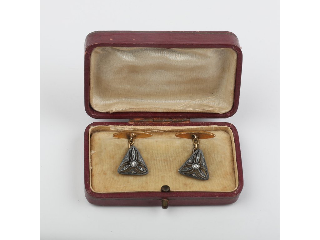 Gemelos art decó oro, plata, brillantes y diamantes