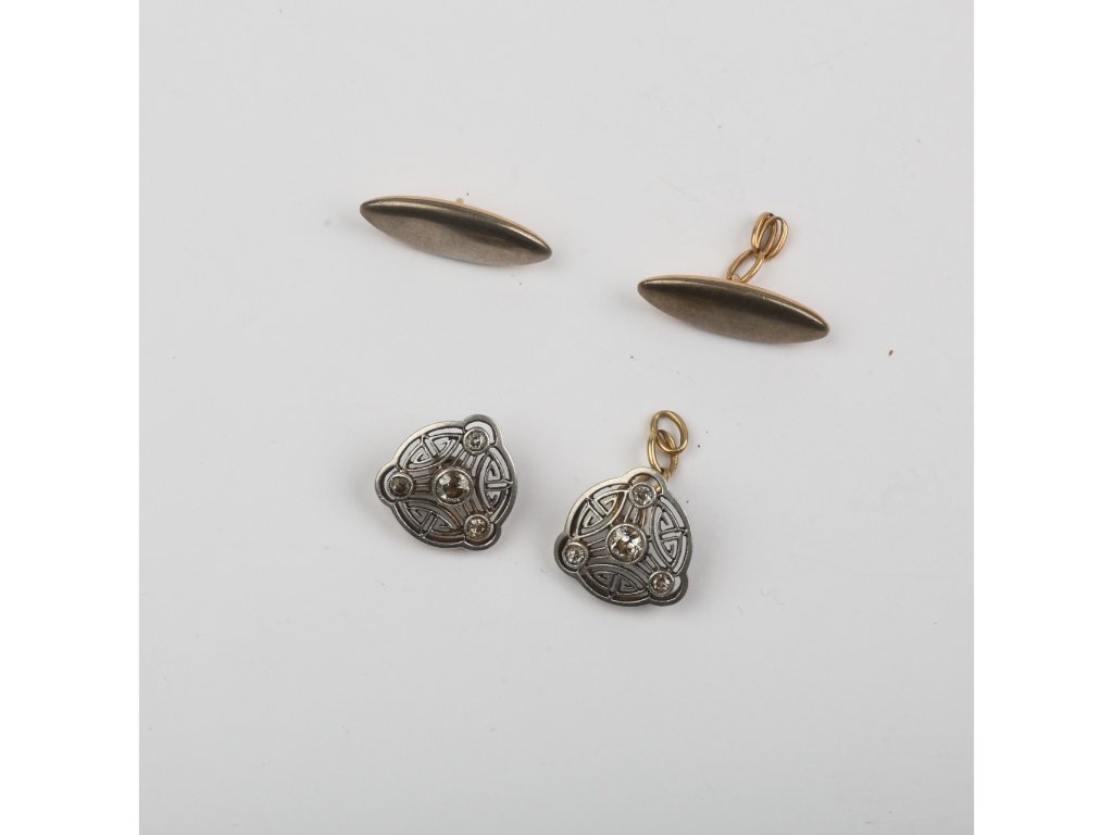 Gemelos art decó y brillantes