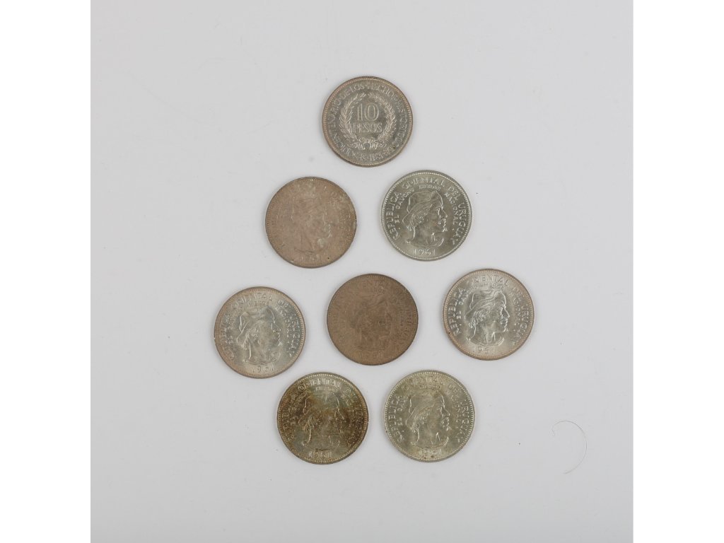 Monedas uruguayas en plata