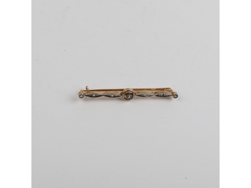 Prendedor oro 18 K, brillante y diamantes