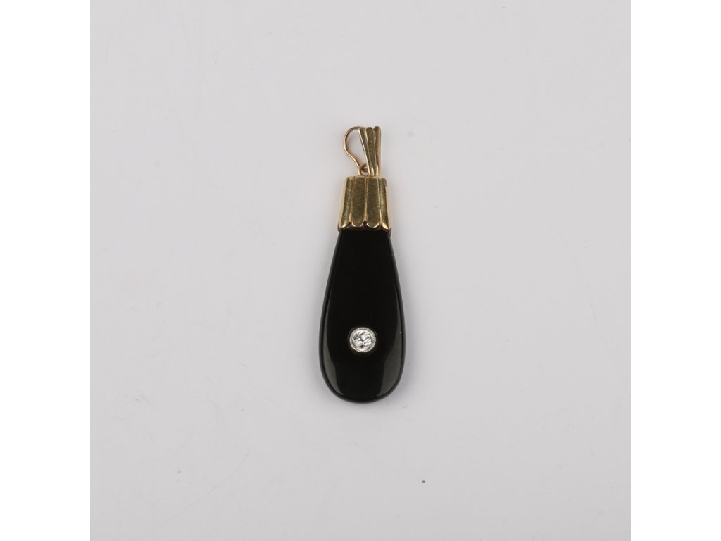 Colgante ónix, oro 18 K y brillante