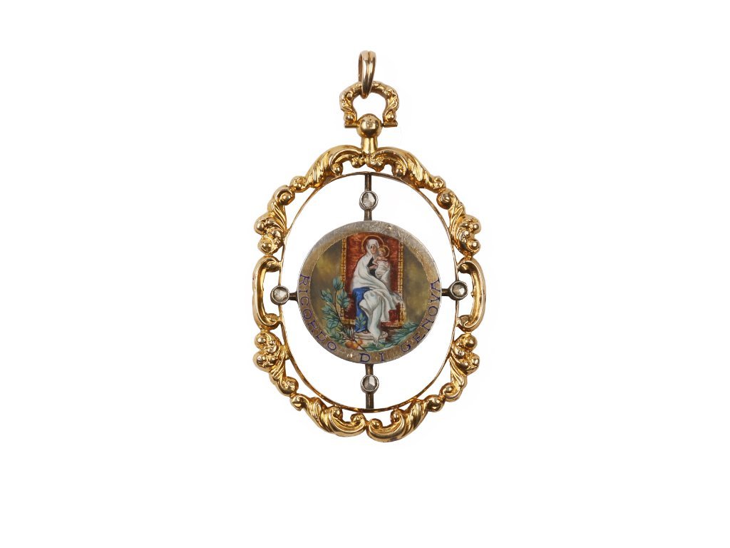 Prendedor oro, plata y diamantes