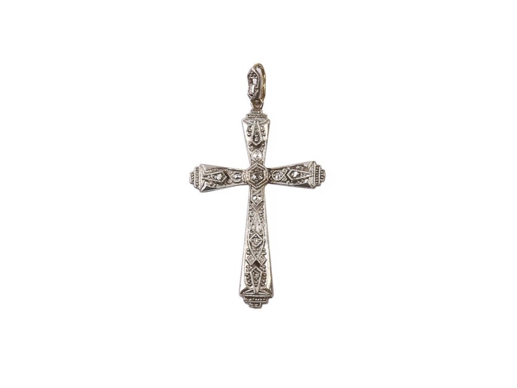 Cruz art decó oro y diamantes