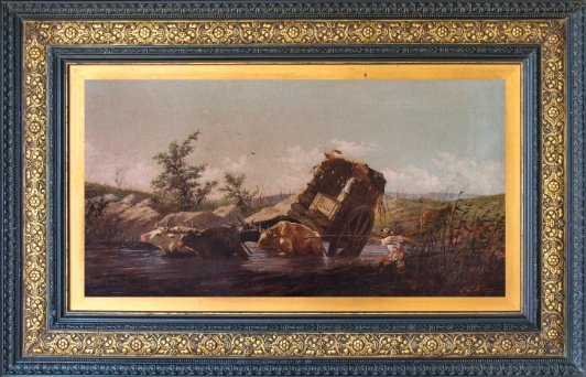 JUAN LUIS BLANES. “Carreta vadeando el arroyo”.