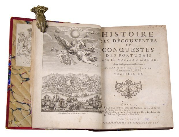 LAFITAU, JOSEPH-FRANÇOIS (1681-1746). “Histoire des découvertes et conquestes des Portugais dans le Nouveau Monde, Avec des figures en taille-douce”. Paris, 1733.