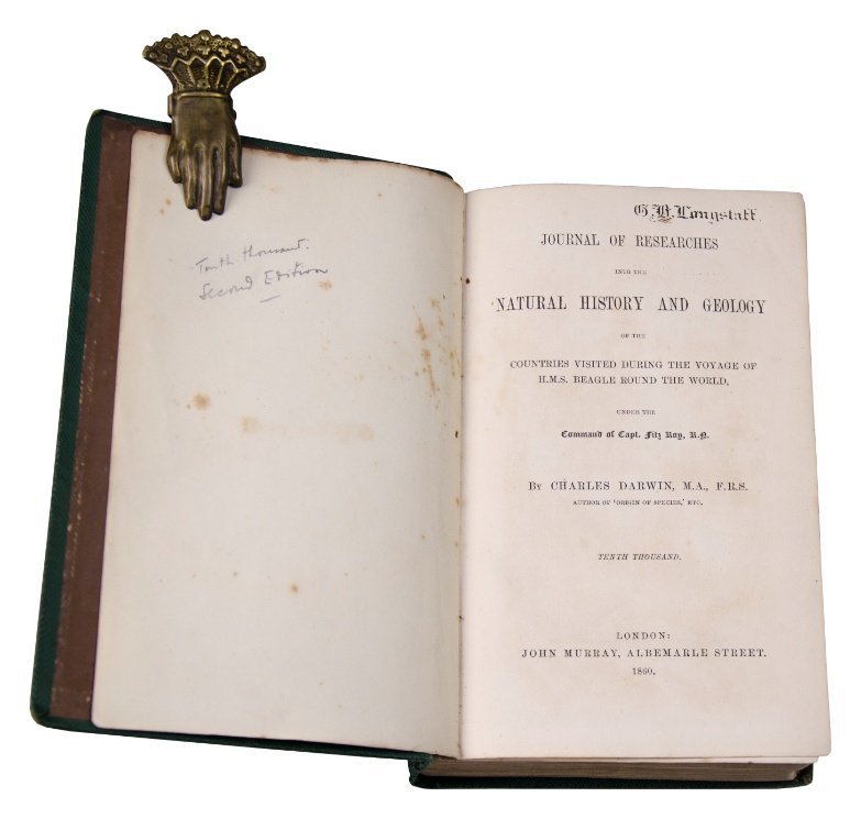 DARWIN, CHARLES. “Journal of Researches into the natural history and geology of the countries visited during the voyage of H.M.S. Beagle round the World under the command of Capt. Fitz Roy”. 1860.