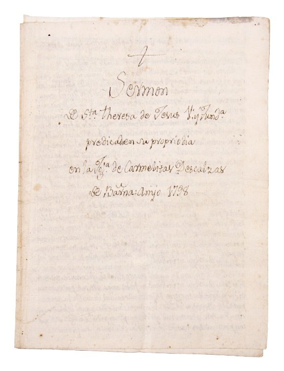 “Sermón de Santa Teresa de Jesús predicada en su propio día en la Iglesia de Carmelitas Descalzas de Barcelona (?): Anyo 1798”.