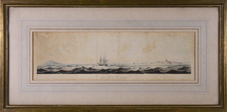 EMERIC E. VIDAL “Monte Video, From the Anchorage outside the Harbour”. Londres. R. Akermann. 1820.