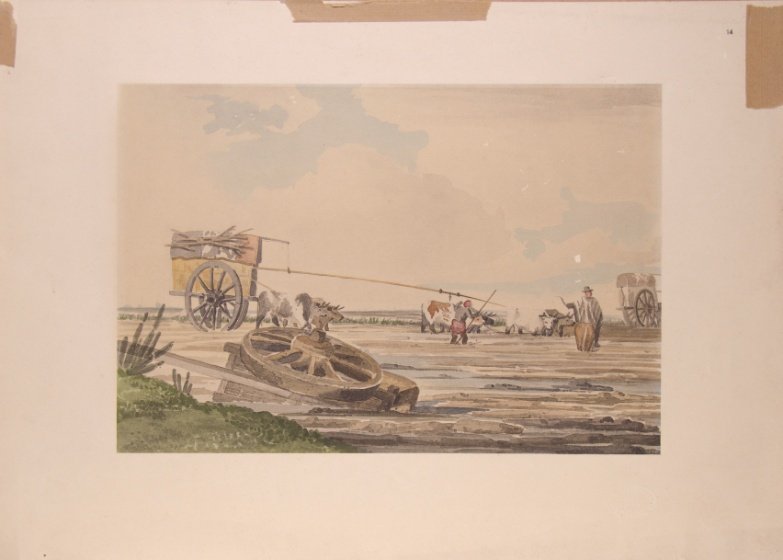 EMERIC E. VIDAL. “En Buenos Aires. Carreta pasando un pantano”. (1829) 1931.