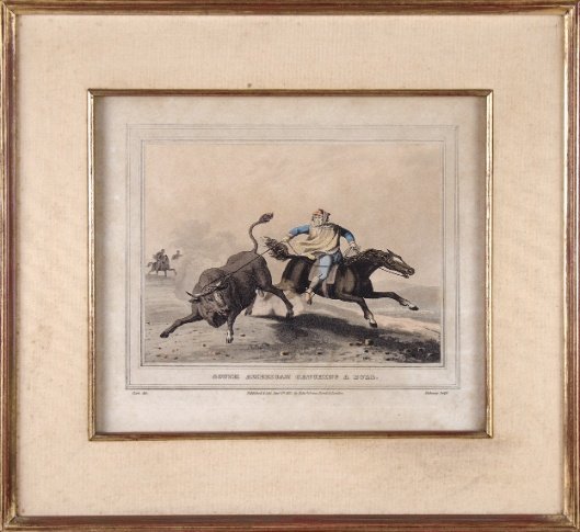 JOHN HEAVISIDE CLARK - EDWARD ORME. “South American Catching a bull”. Londres, 1813.