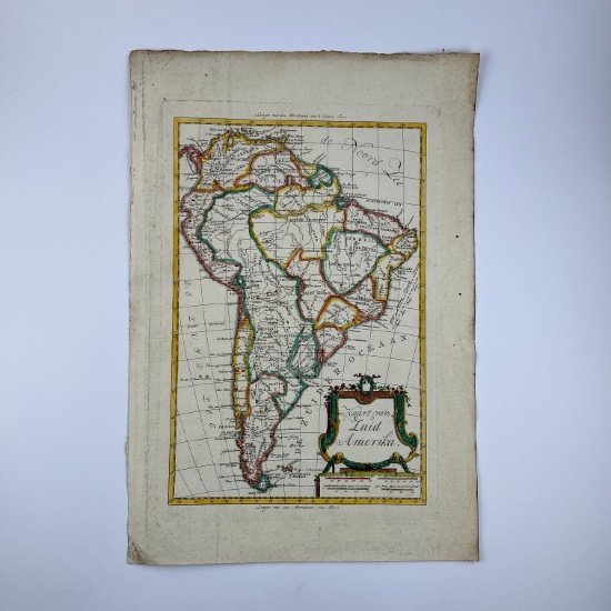 WILLEM ALBERT BACHIENE. “Kaart van Zuid Amerika”. Ámsterdam. Circa 1780.
