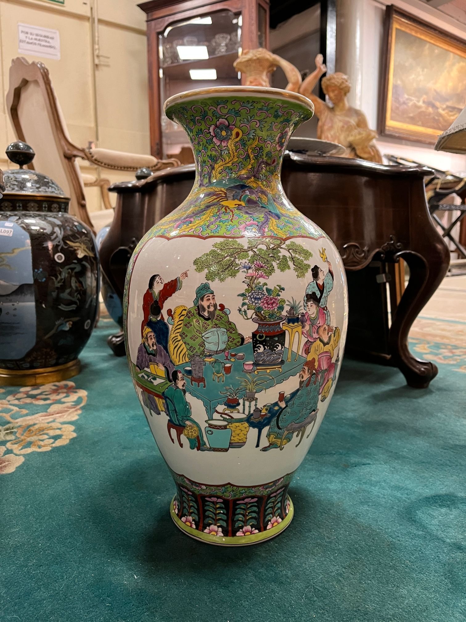 Jarrón chino en porcelana