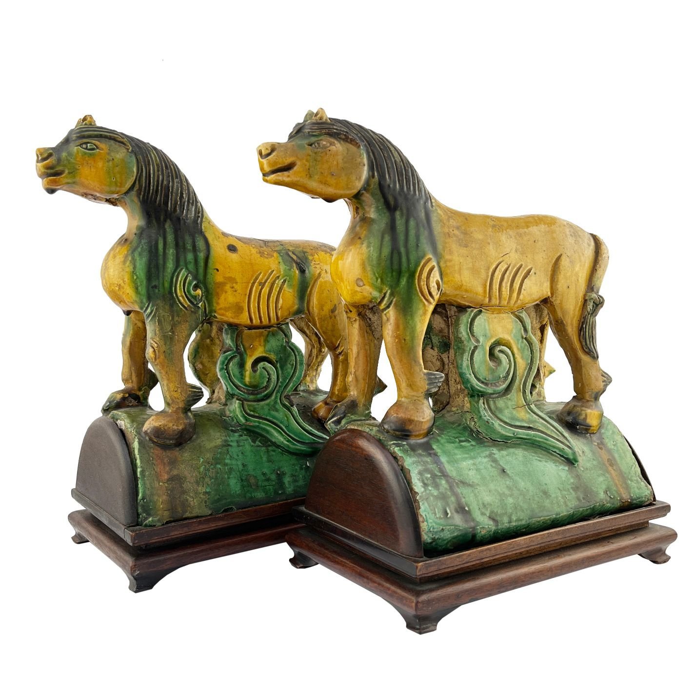 Par de tejas chinas en cerámica