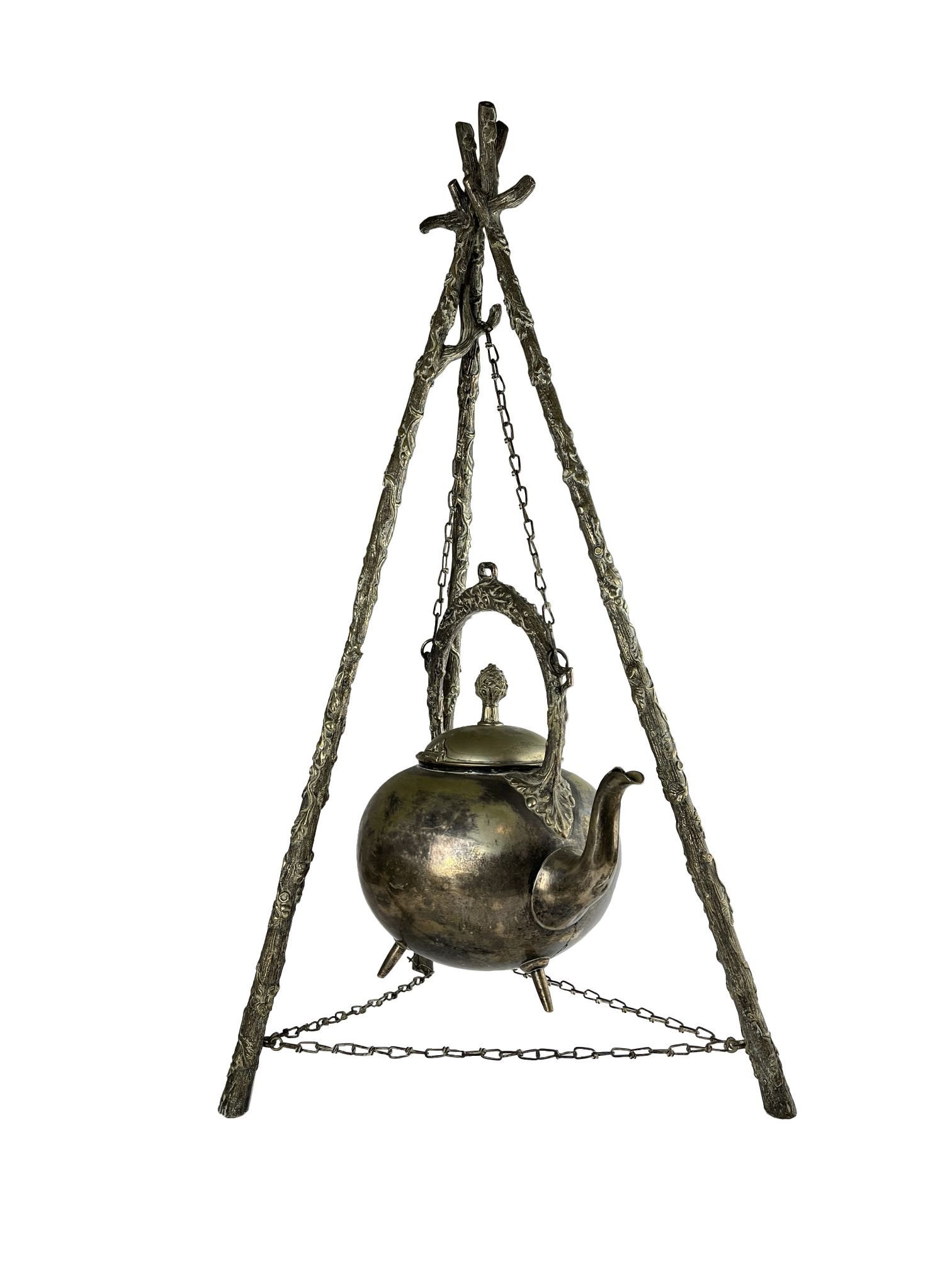 Caldera inglesa en metal plateado