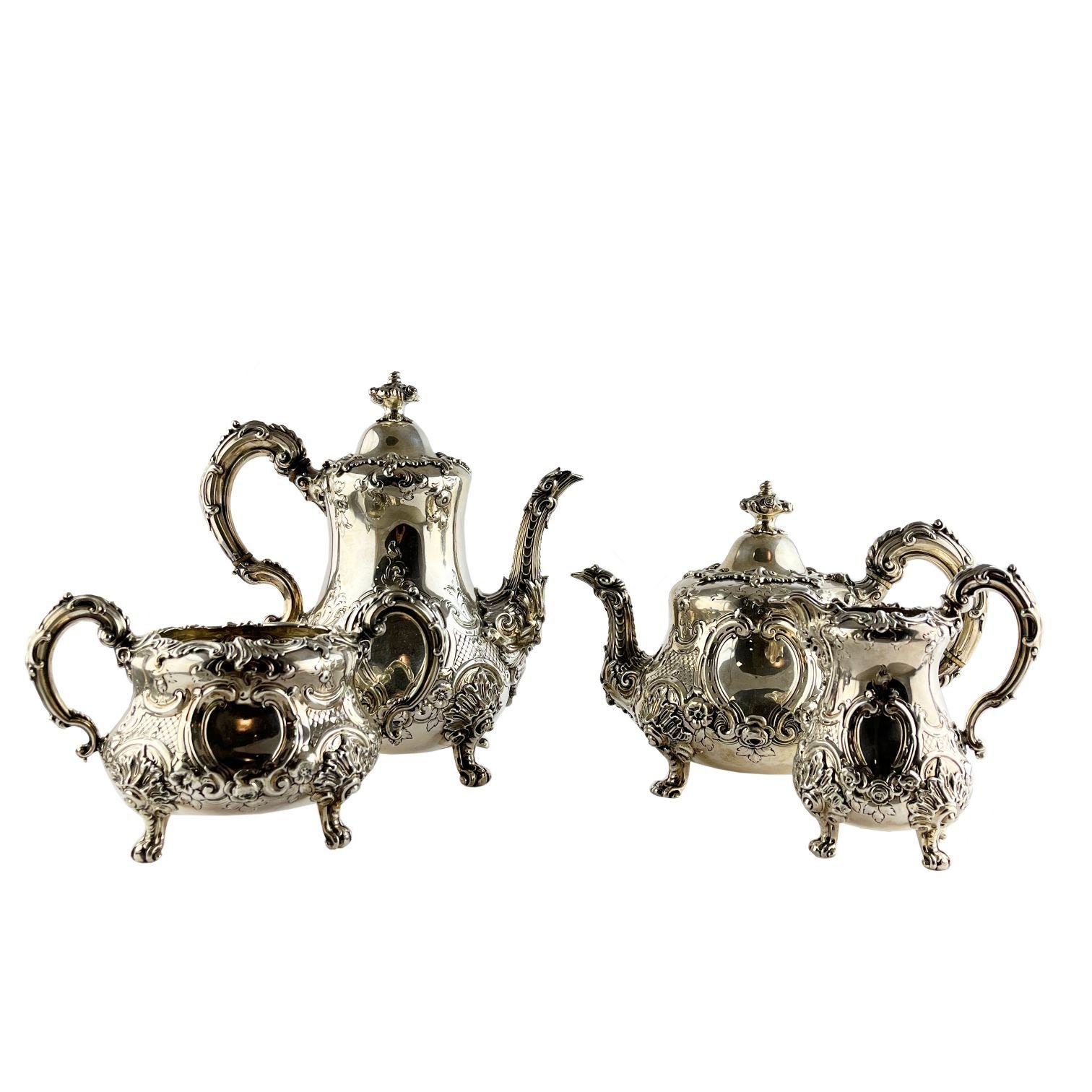 Juego inglés para té y café en plata