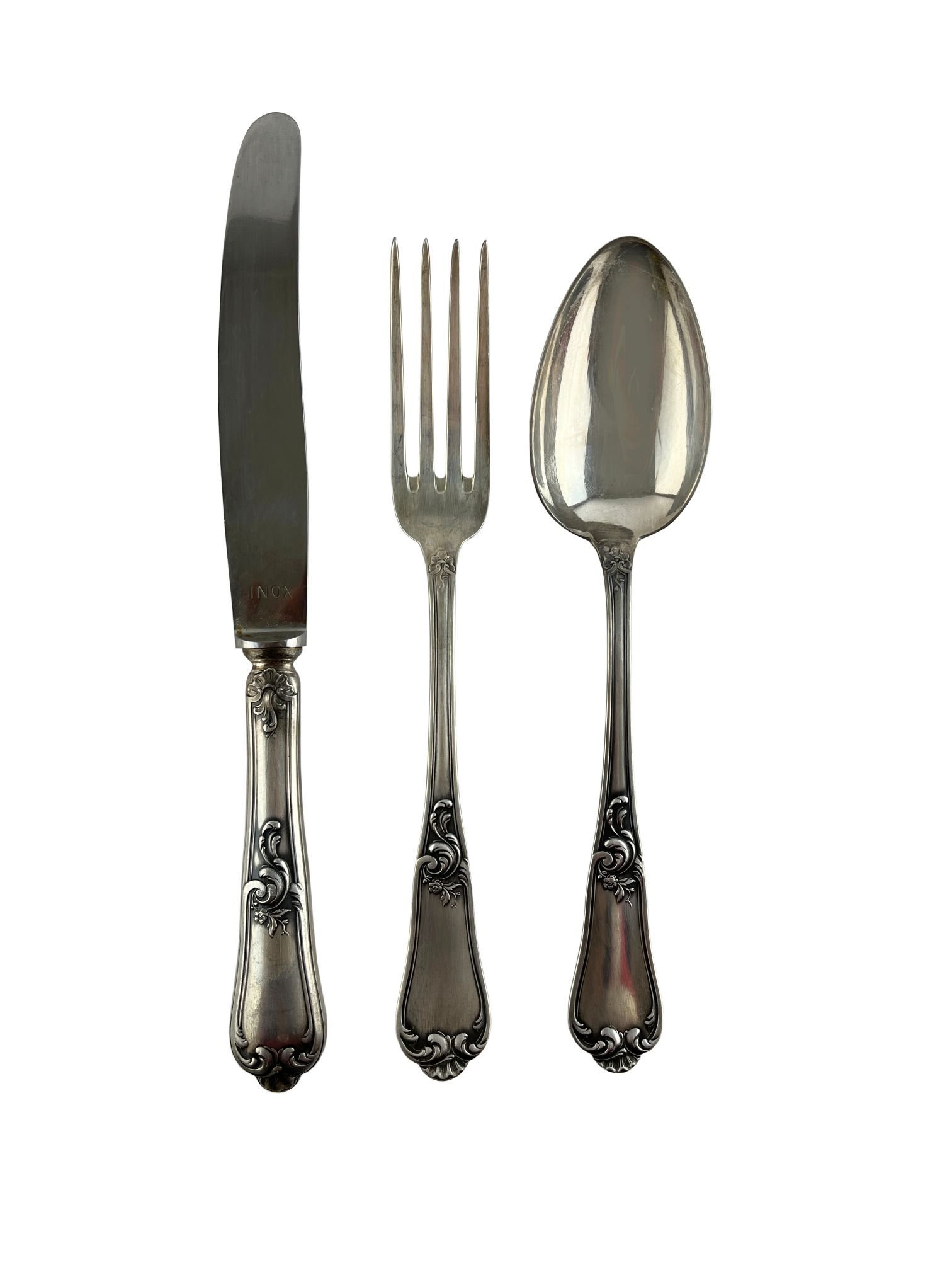 Juego de cubiertos alemán en plata Bruckmann