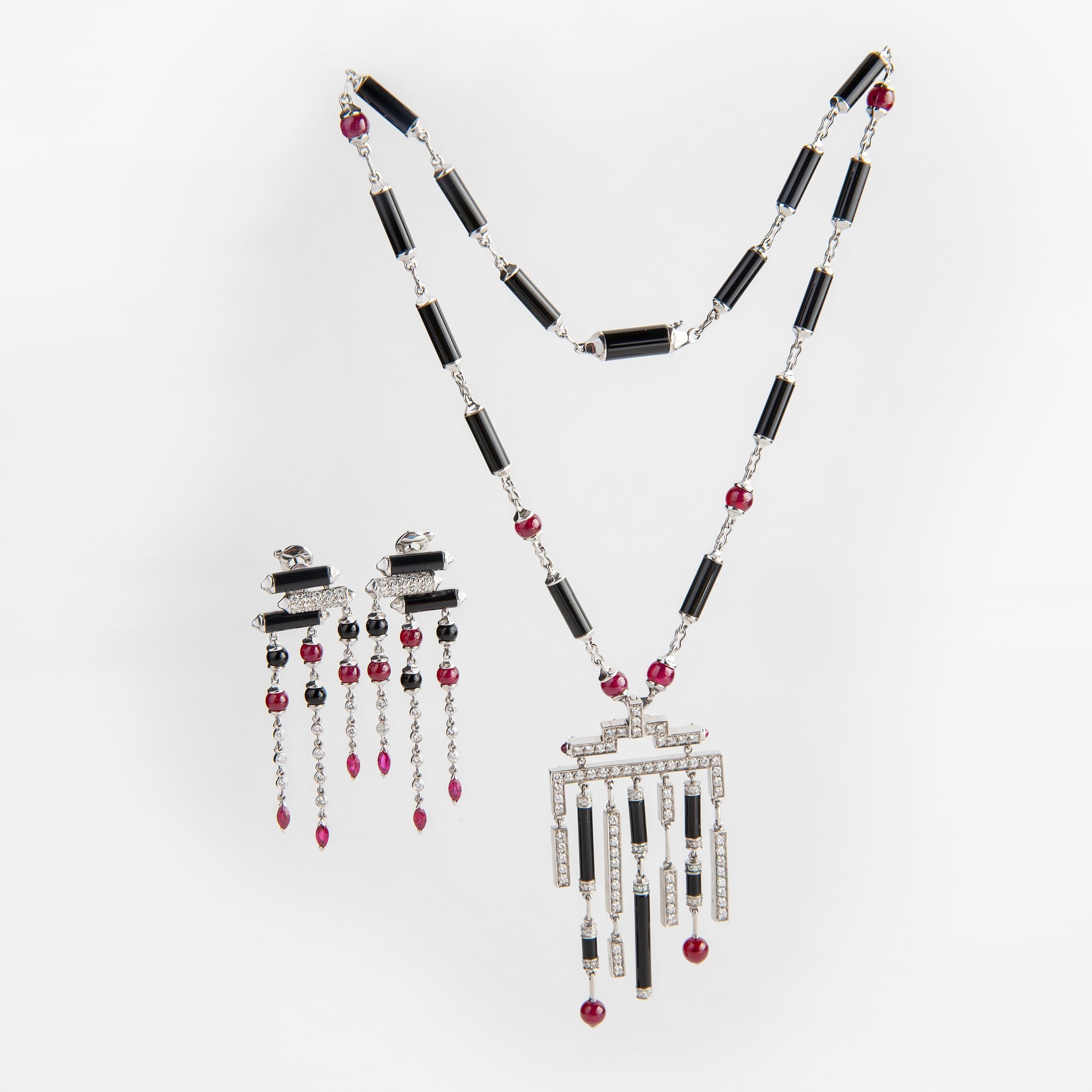 Set Cartier "Le Baiser du Dragon" oro 18 K, ónix y rubí