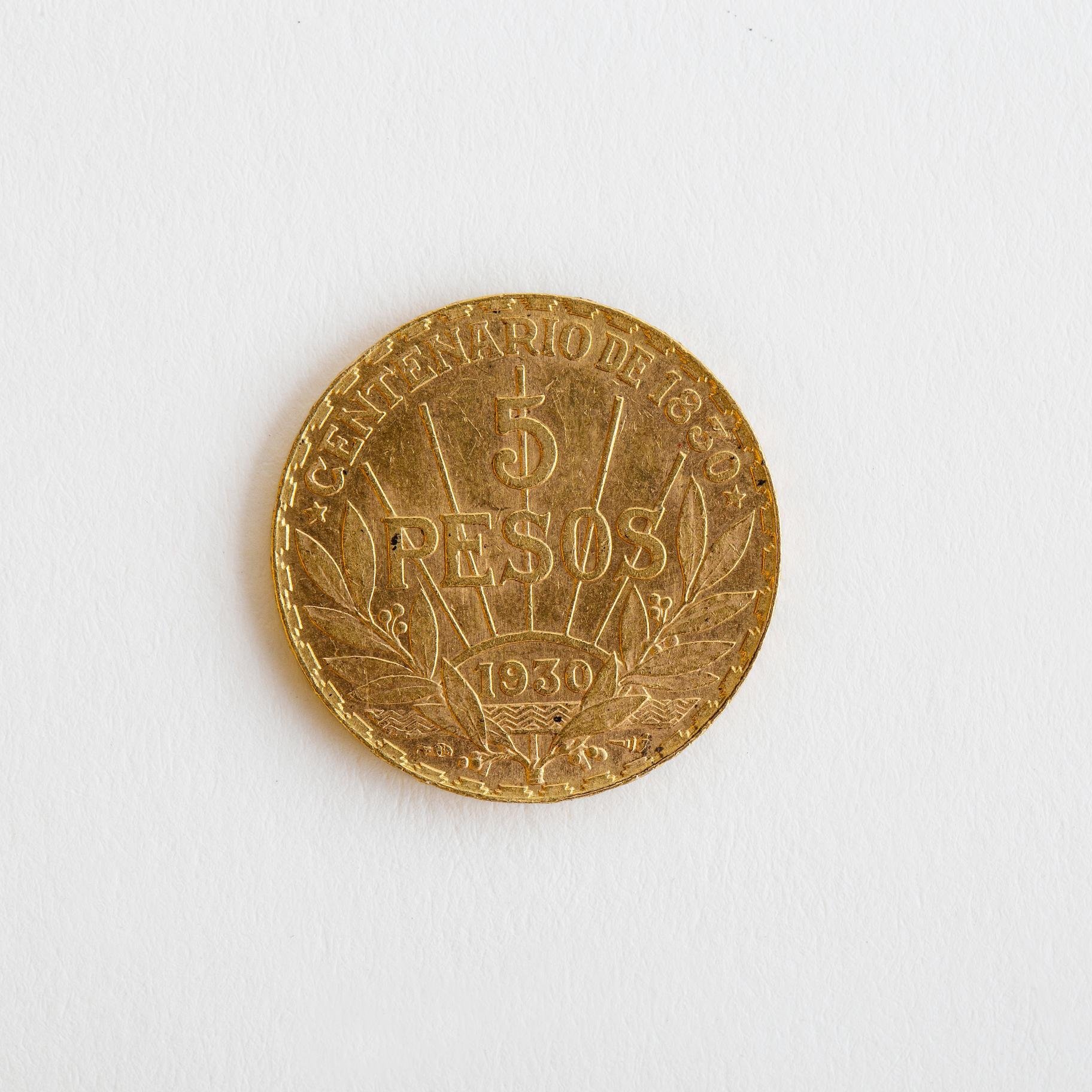 Moneda uruguaya en oro