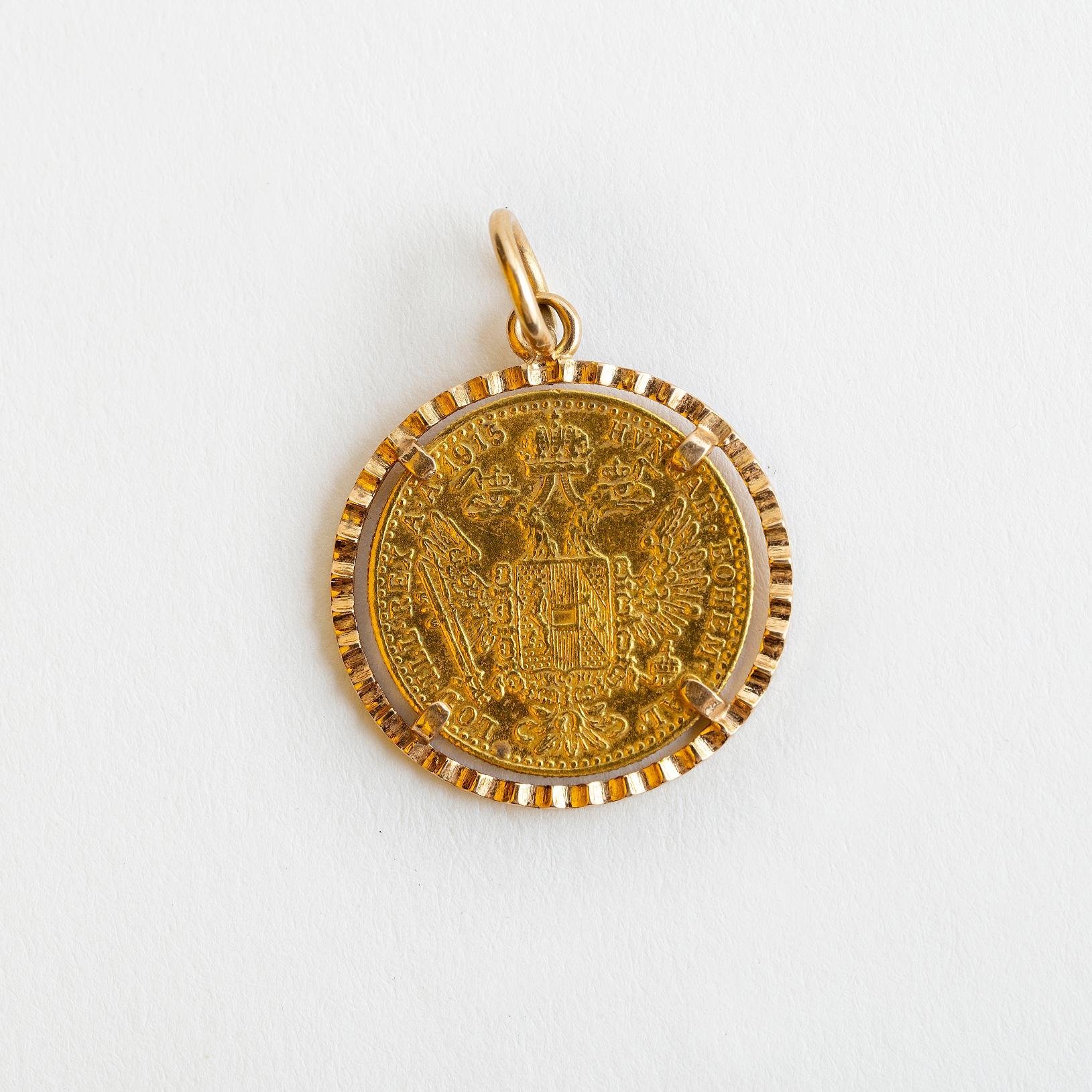 Colgante oro 18 K y moneda austrohúngara