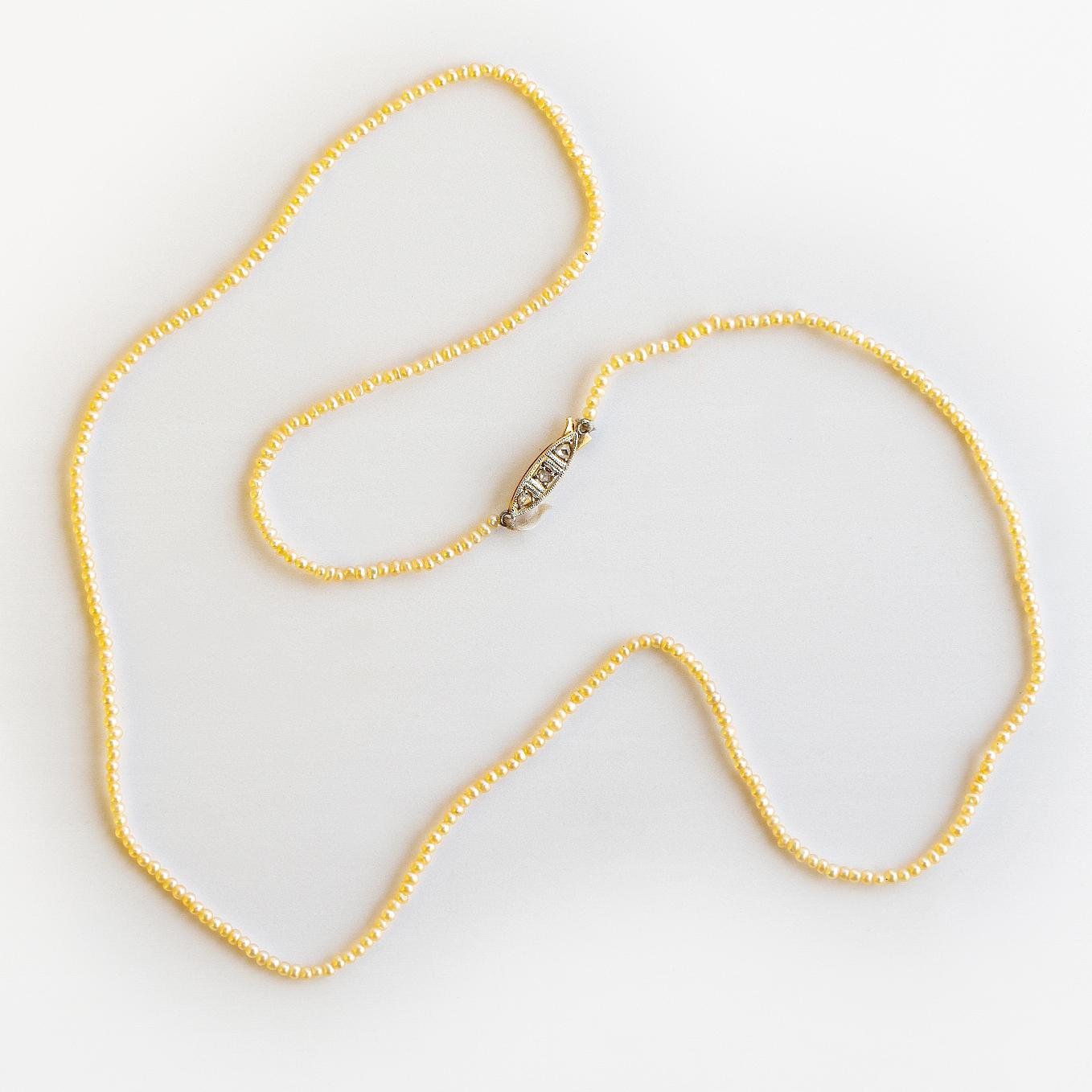 Collar perlas, oro 18 K y diamantes