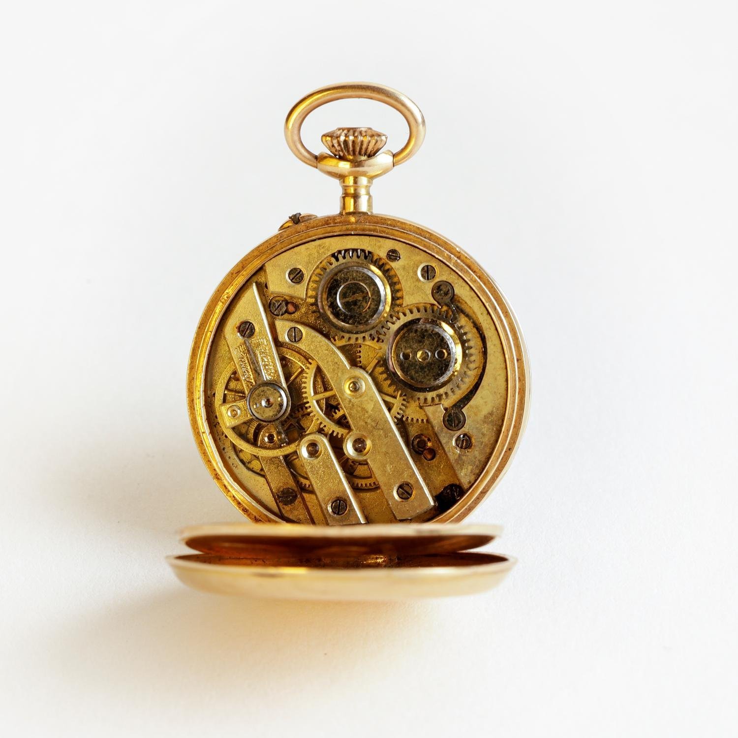 Reloj de bolsillo châtelaine oro 18 K, esmalte y diamantes - Imagen 3