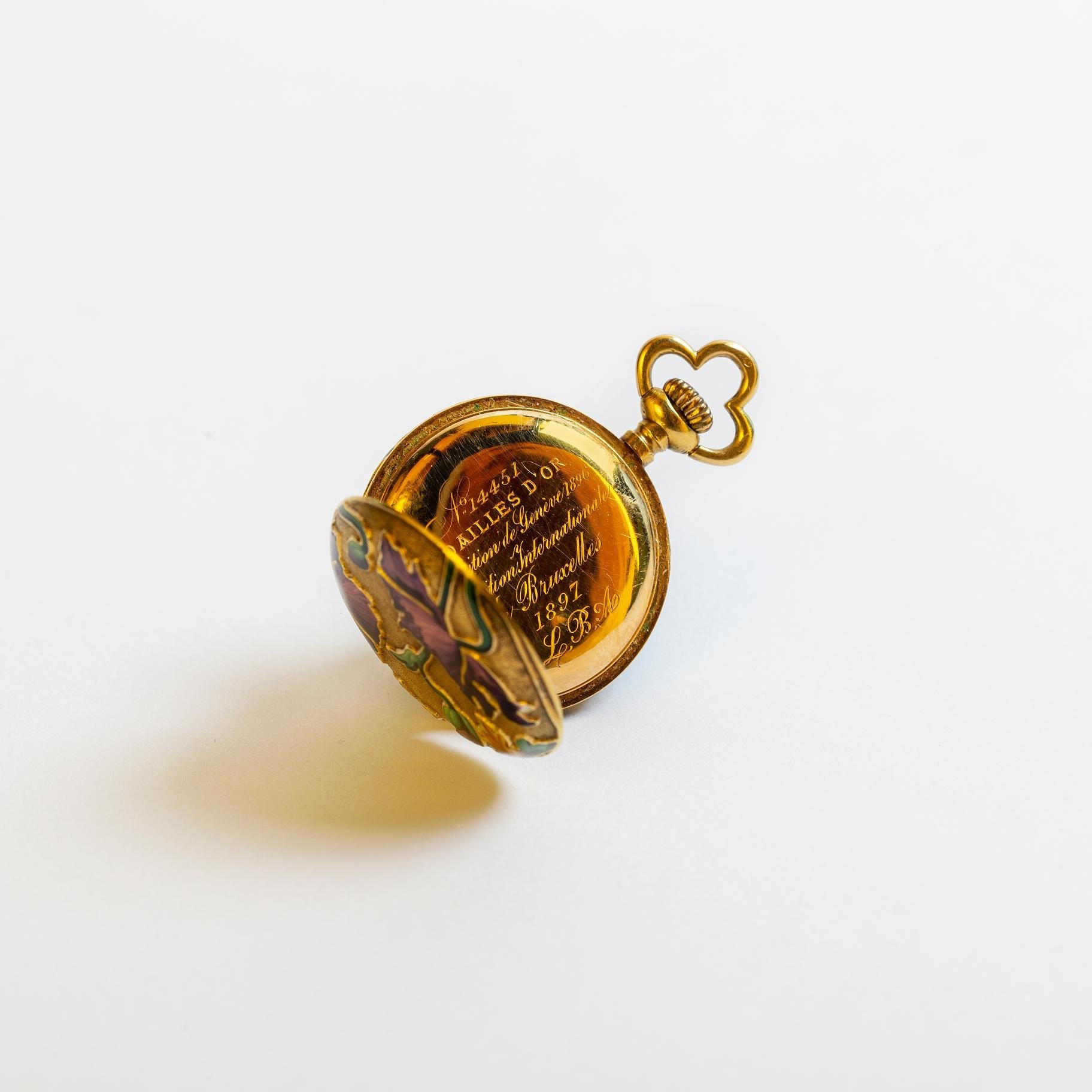 Reloj châtelaine oro 18 K y esmalte - Imagen 5