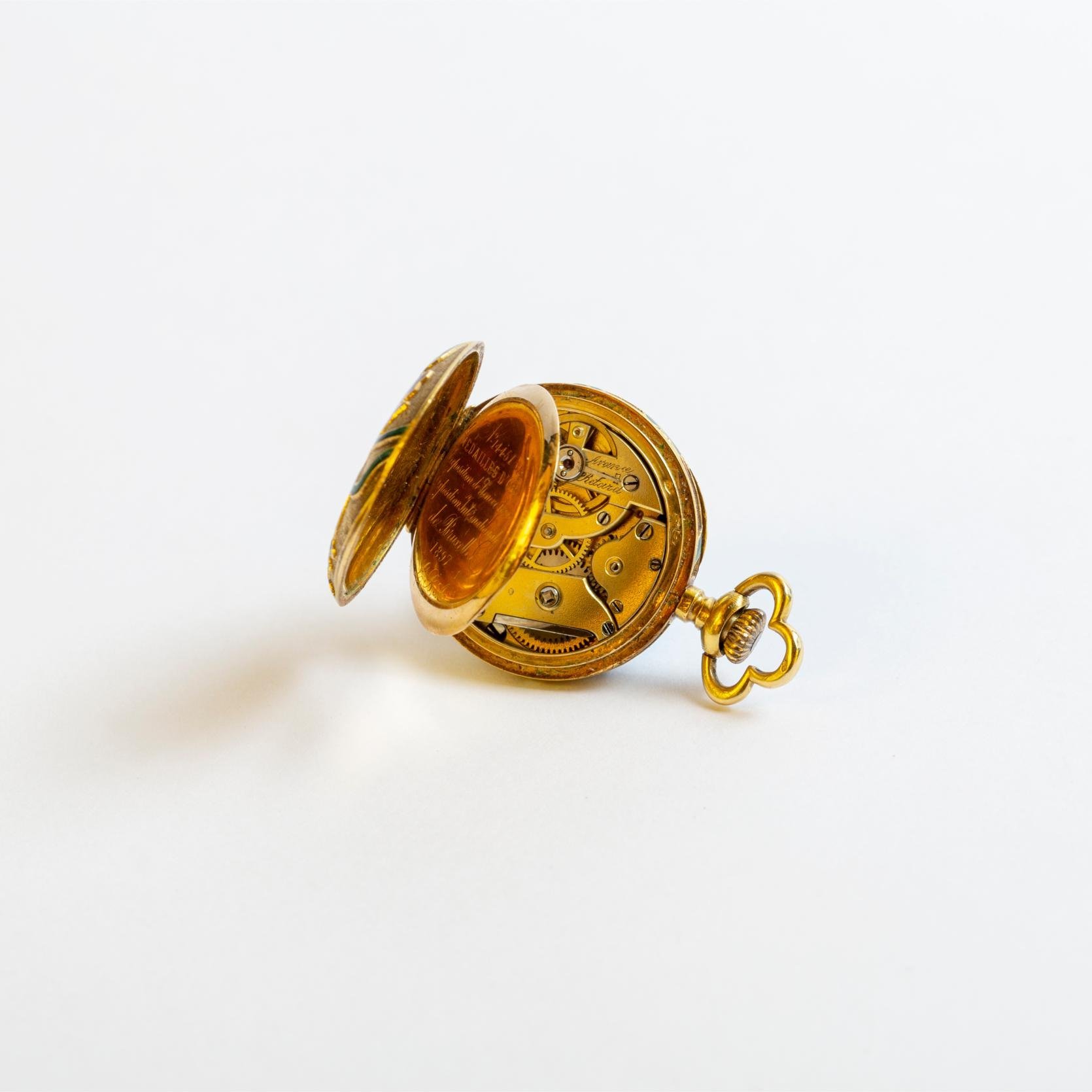 Reloj châtelaine oro 18 K y esmalte - Imagen 6