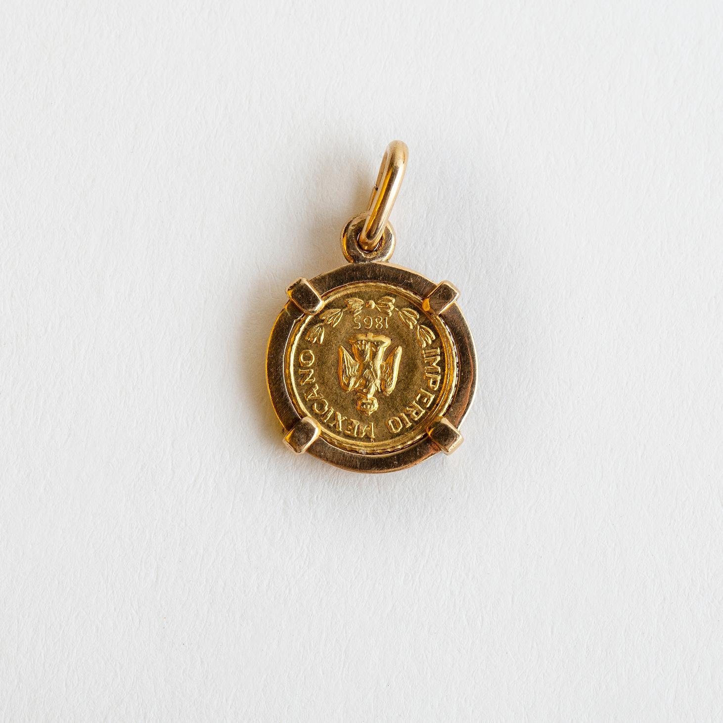 Colgante oro 18 K y moneda mexicana