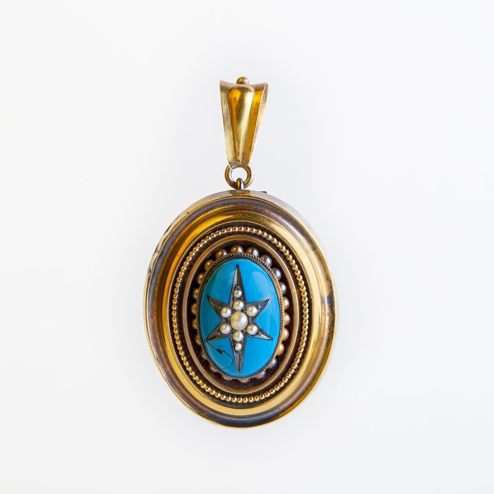 Relicario en oro, esmalte y perlas, con miniatura - Imagen 2