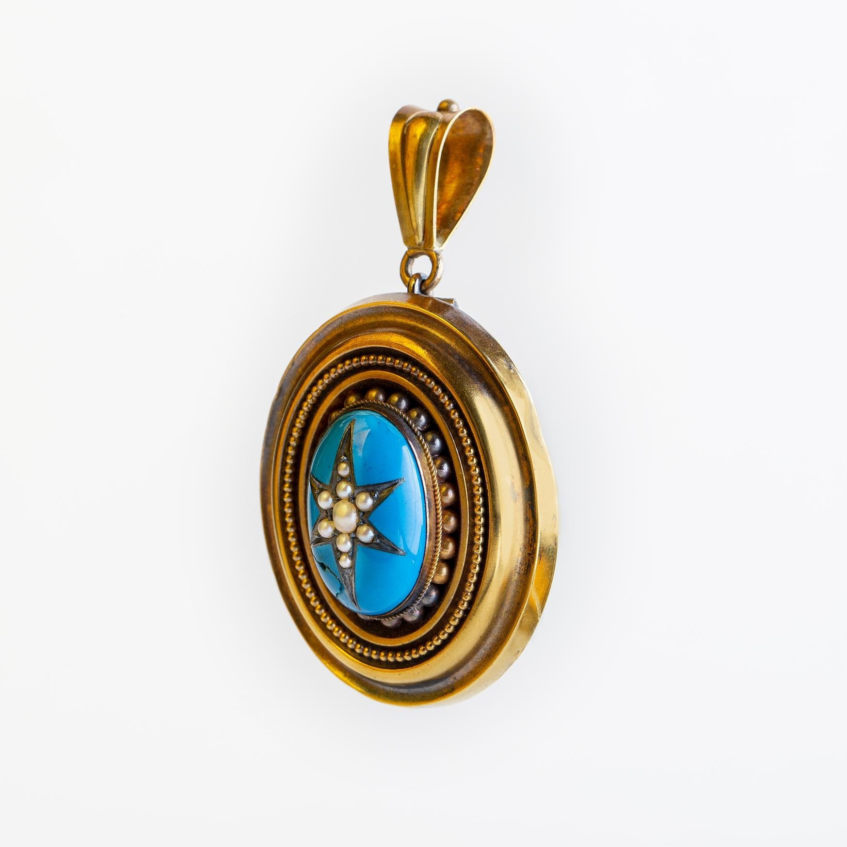 Relicario en oro, esmalte y perlas, con miniatura - Imagen 3