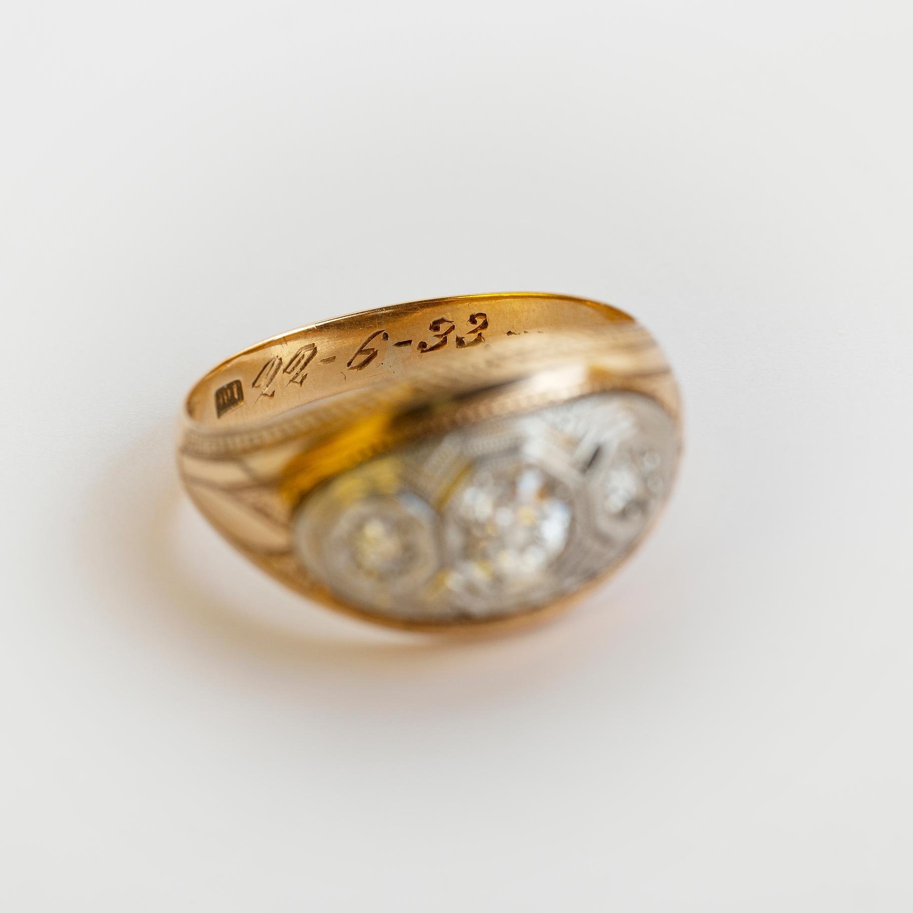 Anillo art decó en oro 18 K y brillantes - Imagen 4