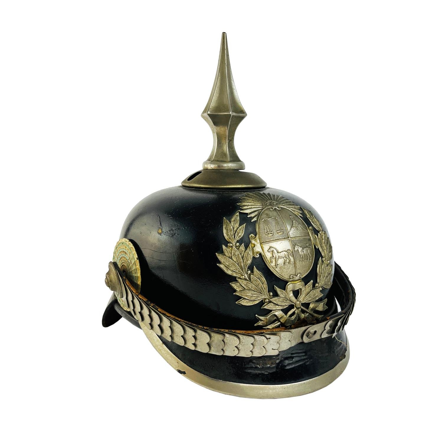 Casco pickelhaube de policía uruguaya 1930