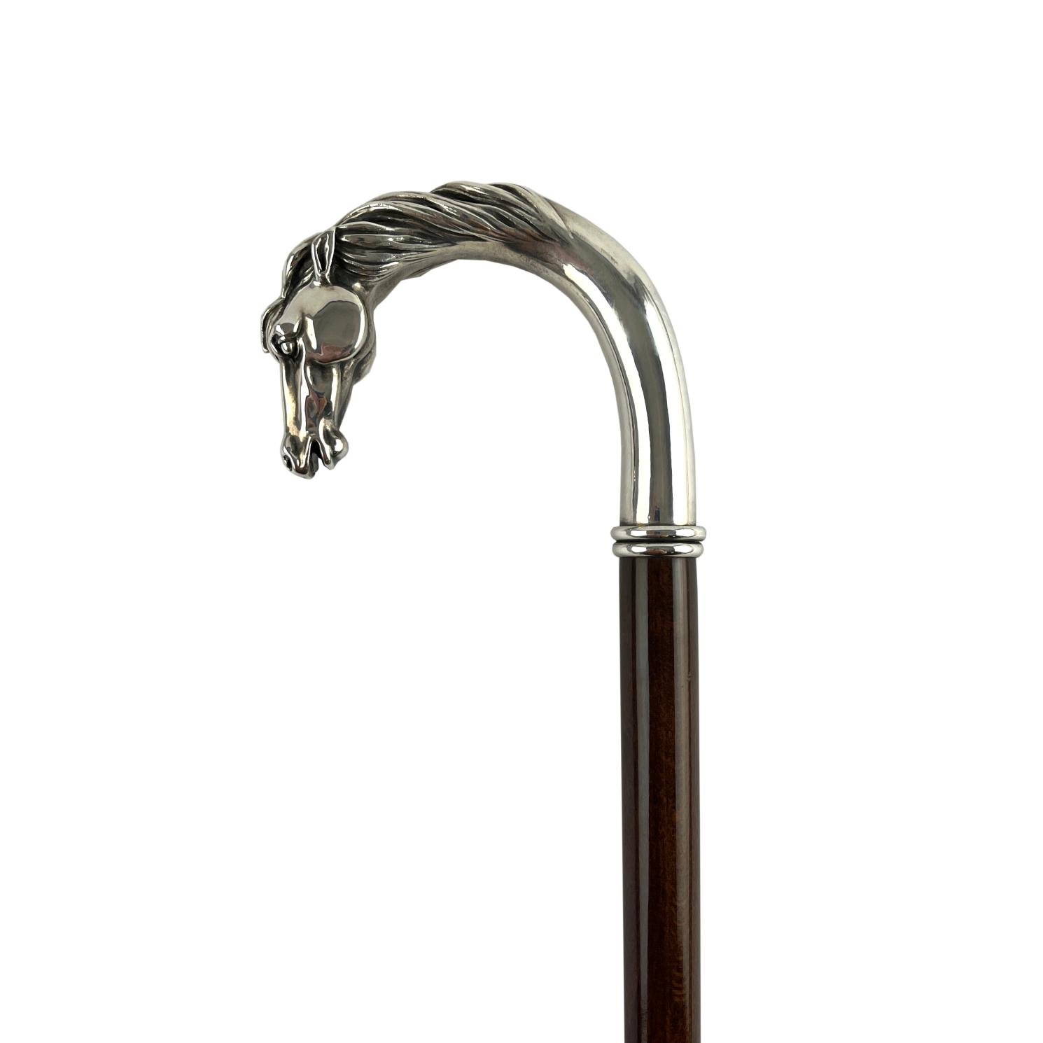 Bastón en caoba y plata