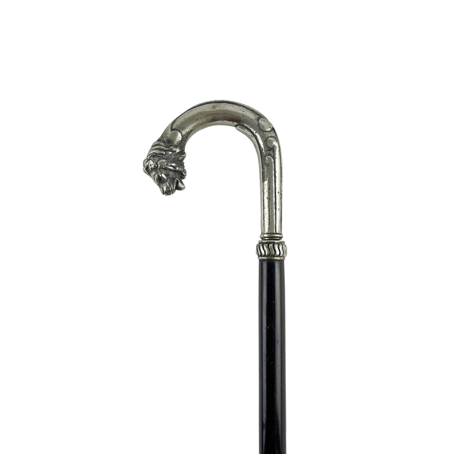 Bastón con estoque en madera y plata