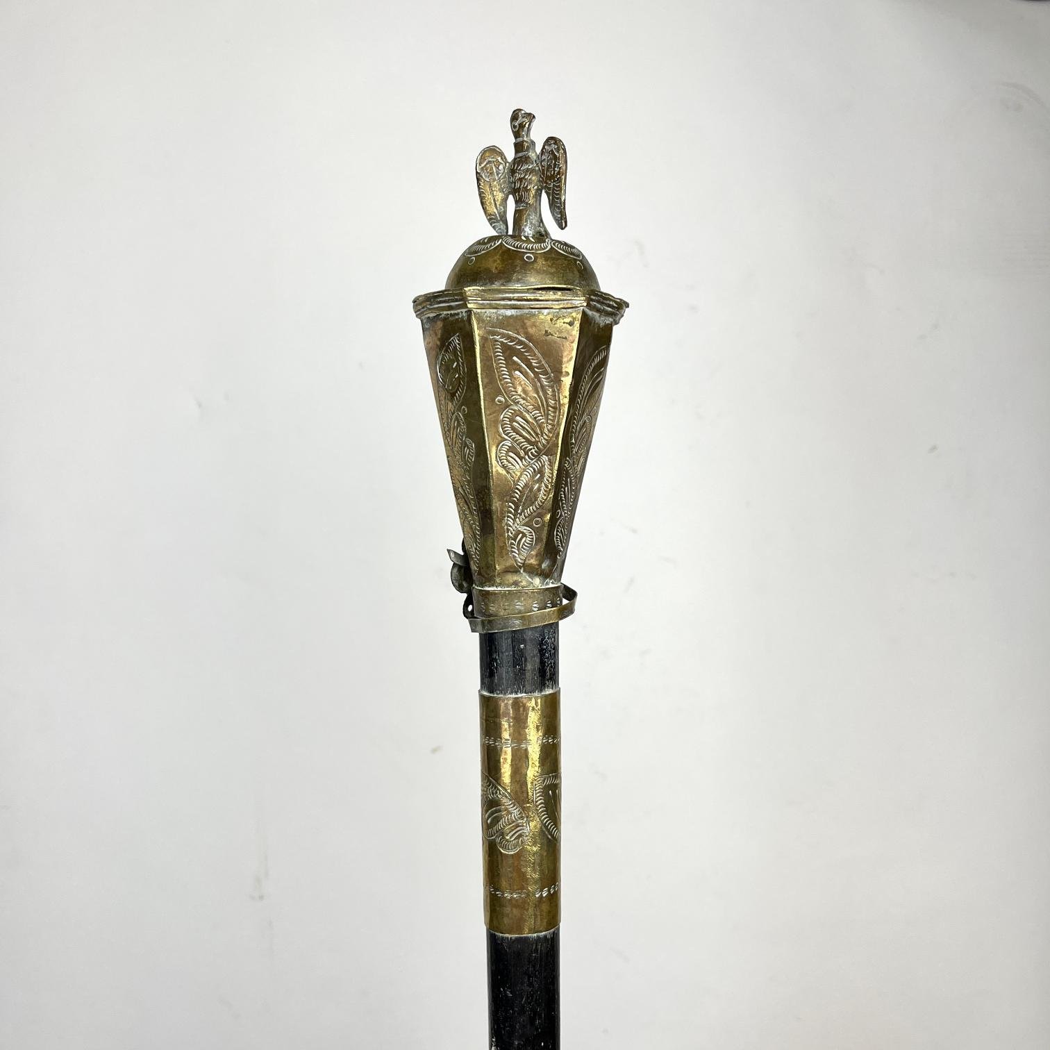 Bastón de mando hispanoamericano en madera ebanizada y plata