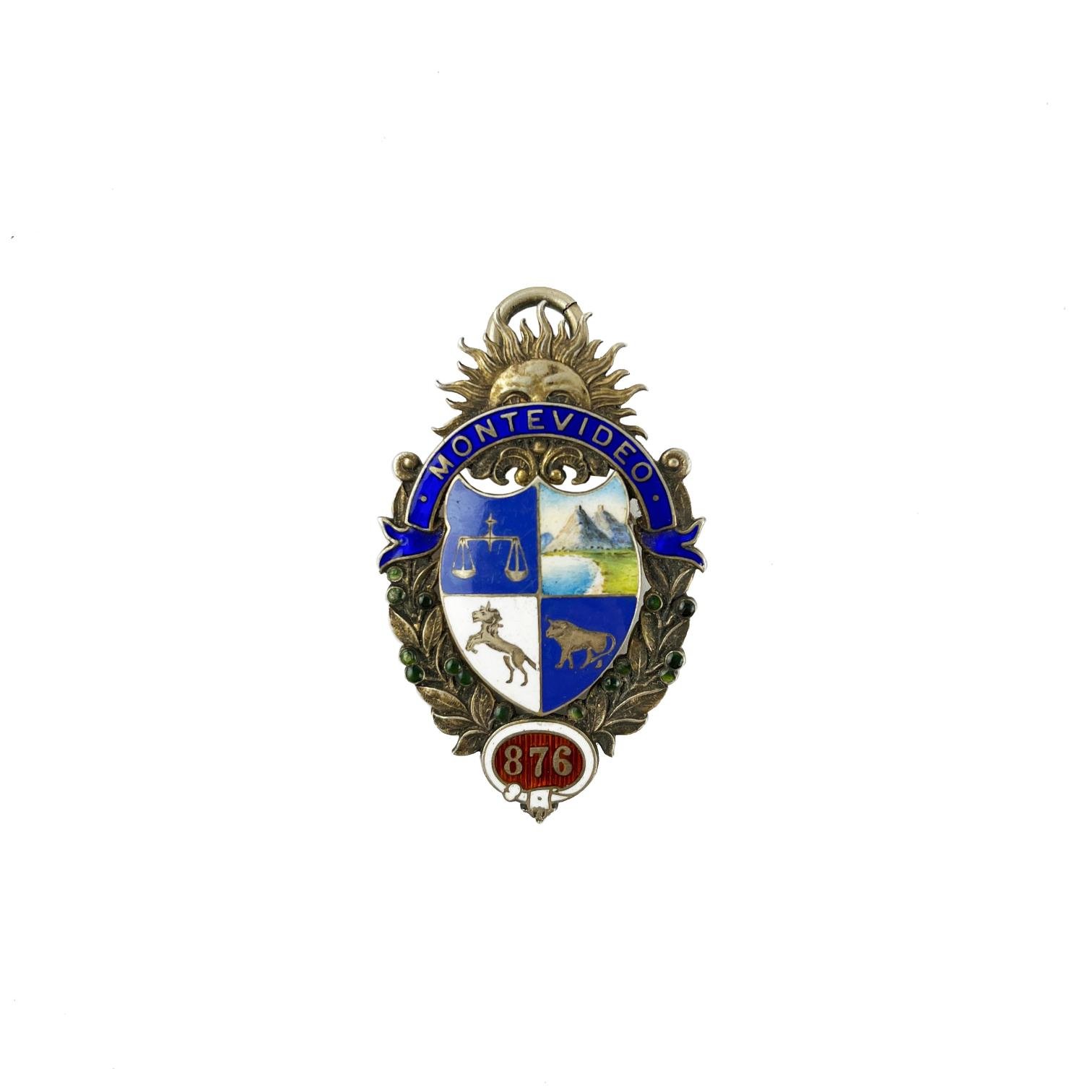 Medalla masónica uruguaya en plata y esmalte