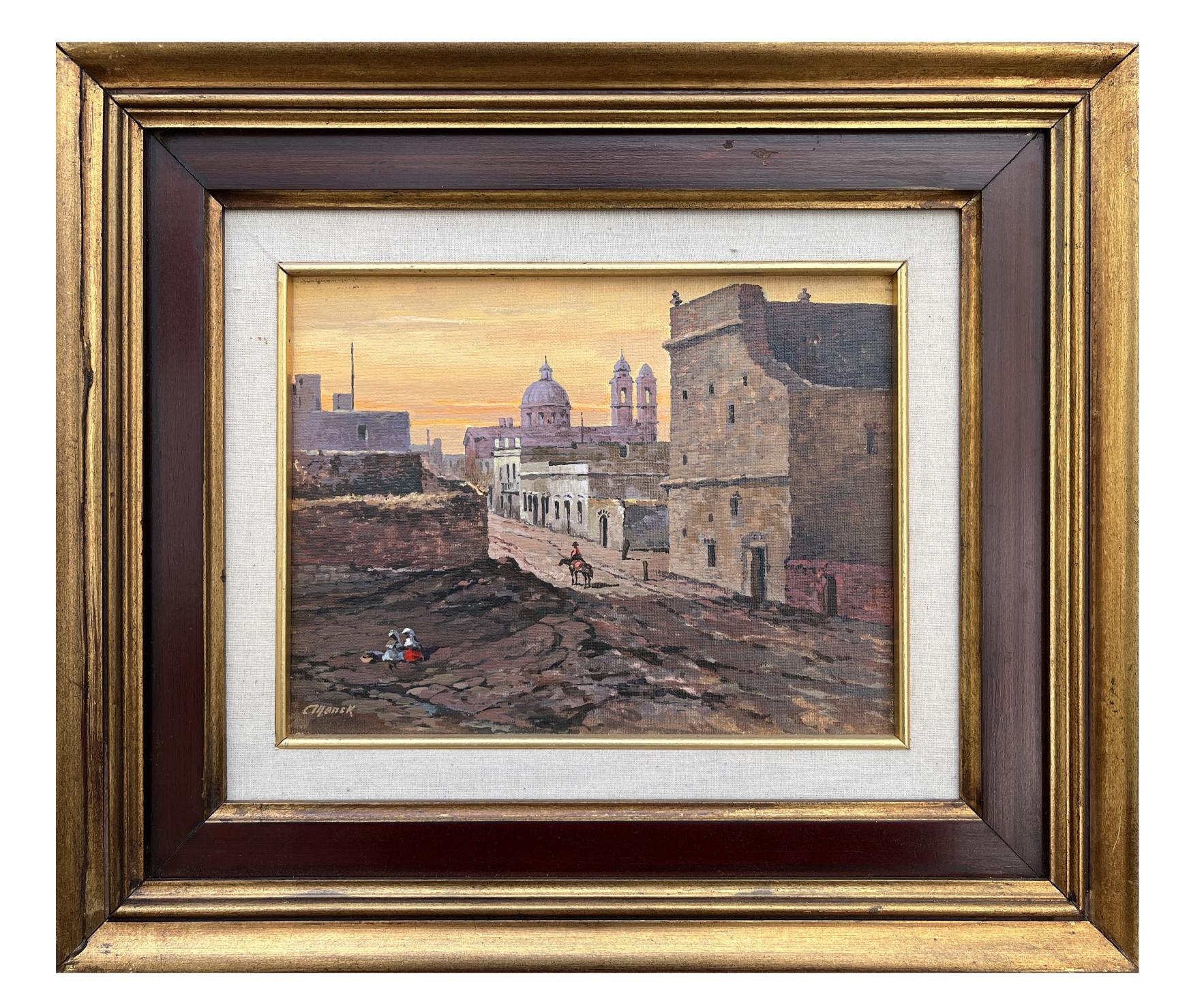 Carlos Menk Freire "Vista de la catedral de Montevideo en la Ciudad Vieja"