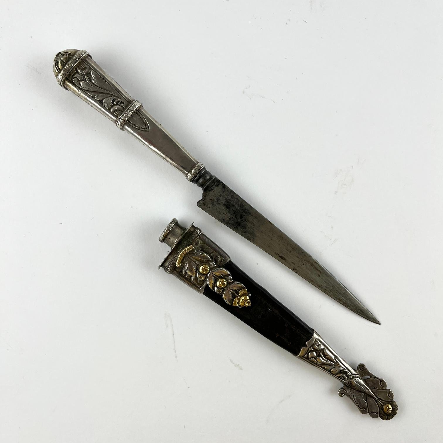 Cuchillo criollo "Sol" en plata y oro - Imagen 2