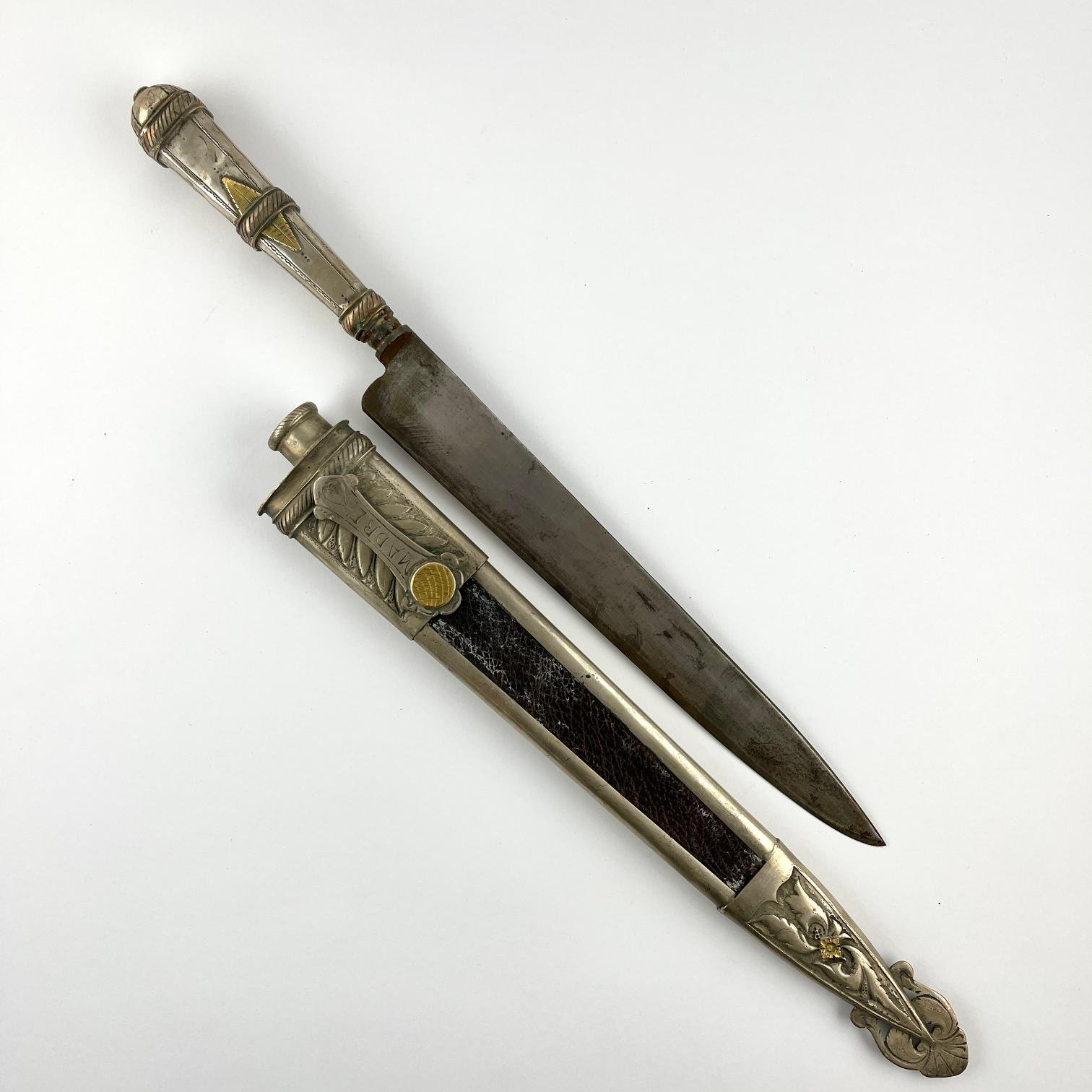 Cuchillo criollo "Sol" en plata y oro - Imagen 2