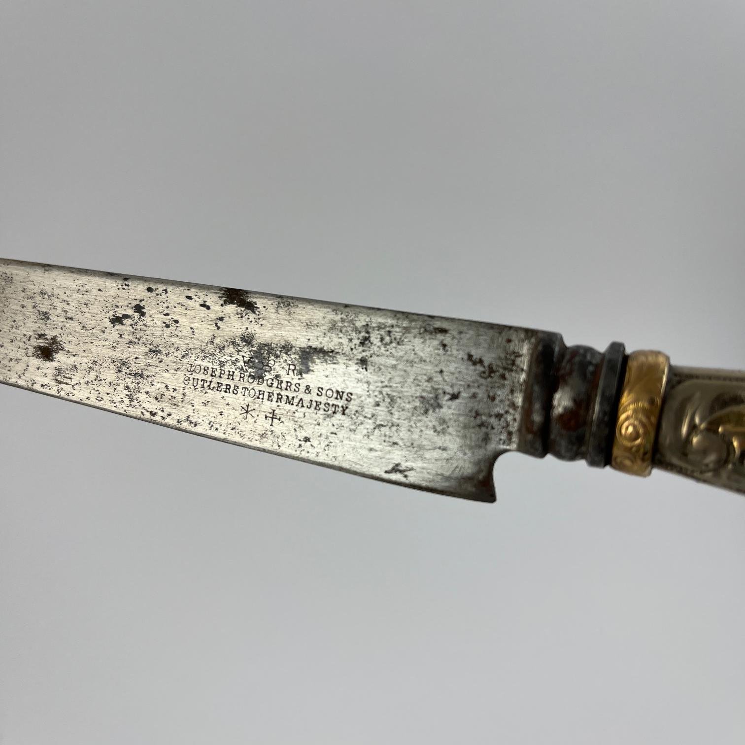 Cuchillo criollo Joseph Rodgers & Sons en plata y oro - Imagen 2