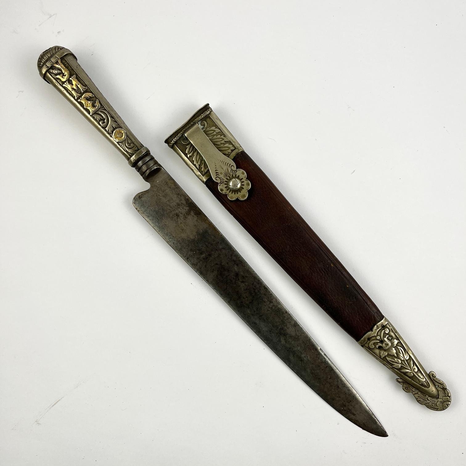 Cuchillo criollo "Hans Wolf" en plata y oro - Imagen 2