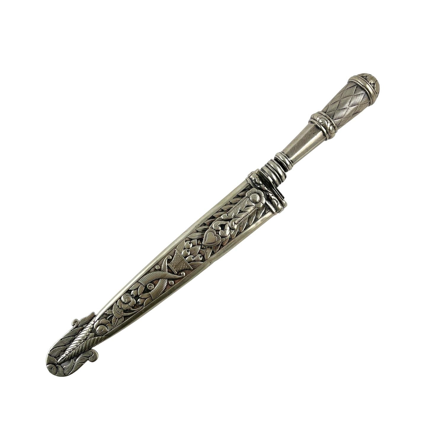 Cuchillo criollo riograndense "Saldanha Malmo & Cía" en plata y oro