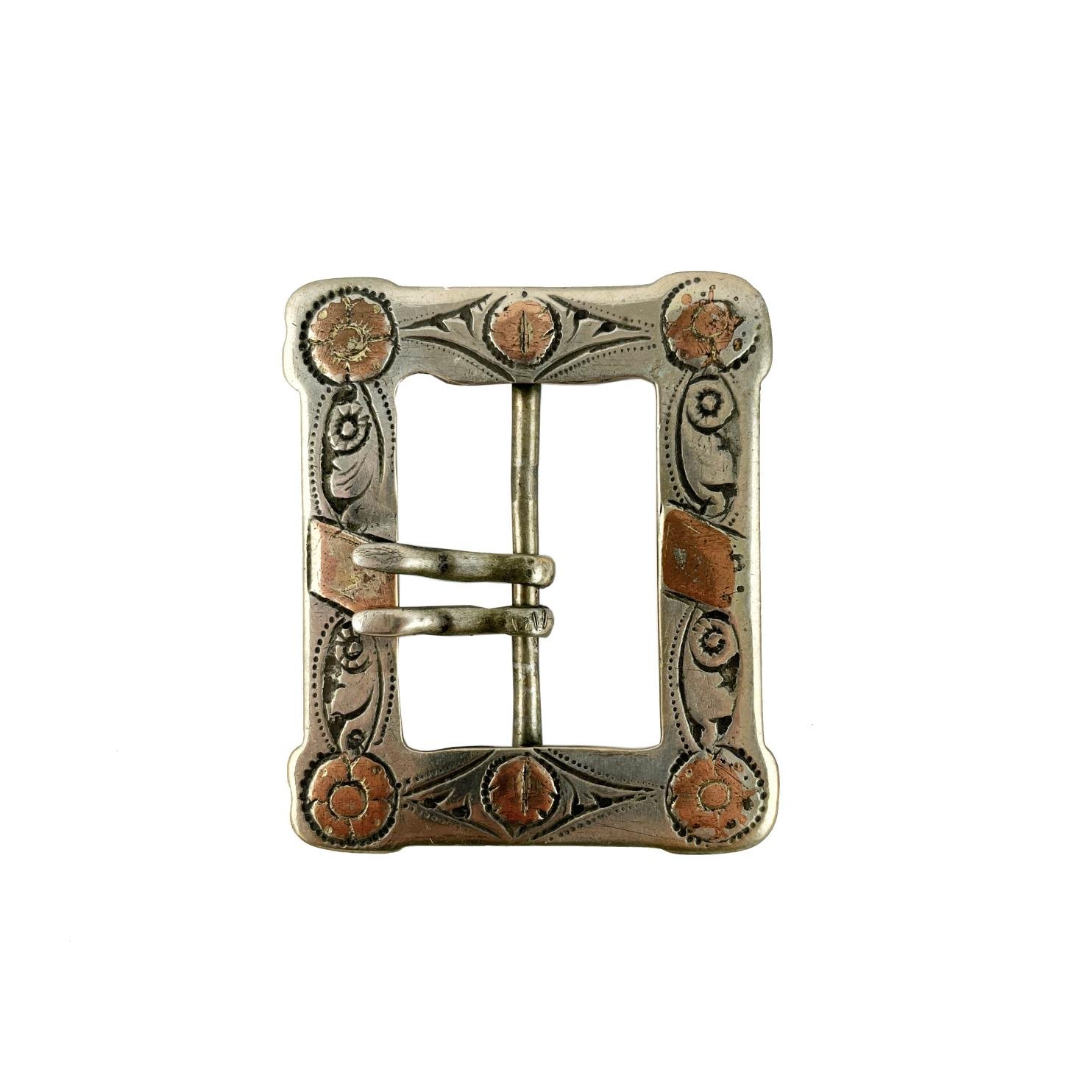 Hebilla gaucha en plata y oro