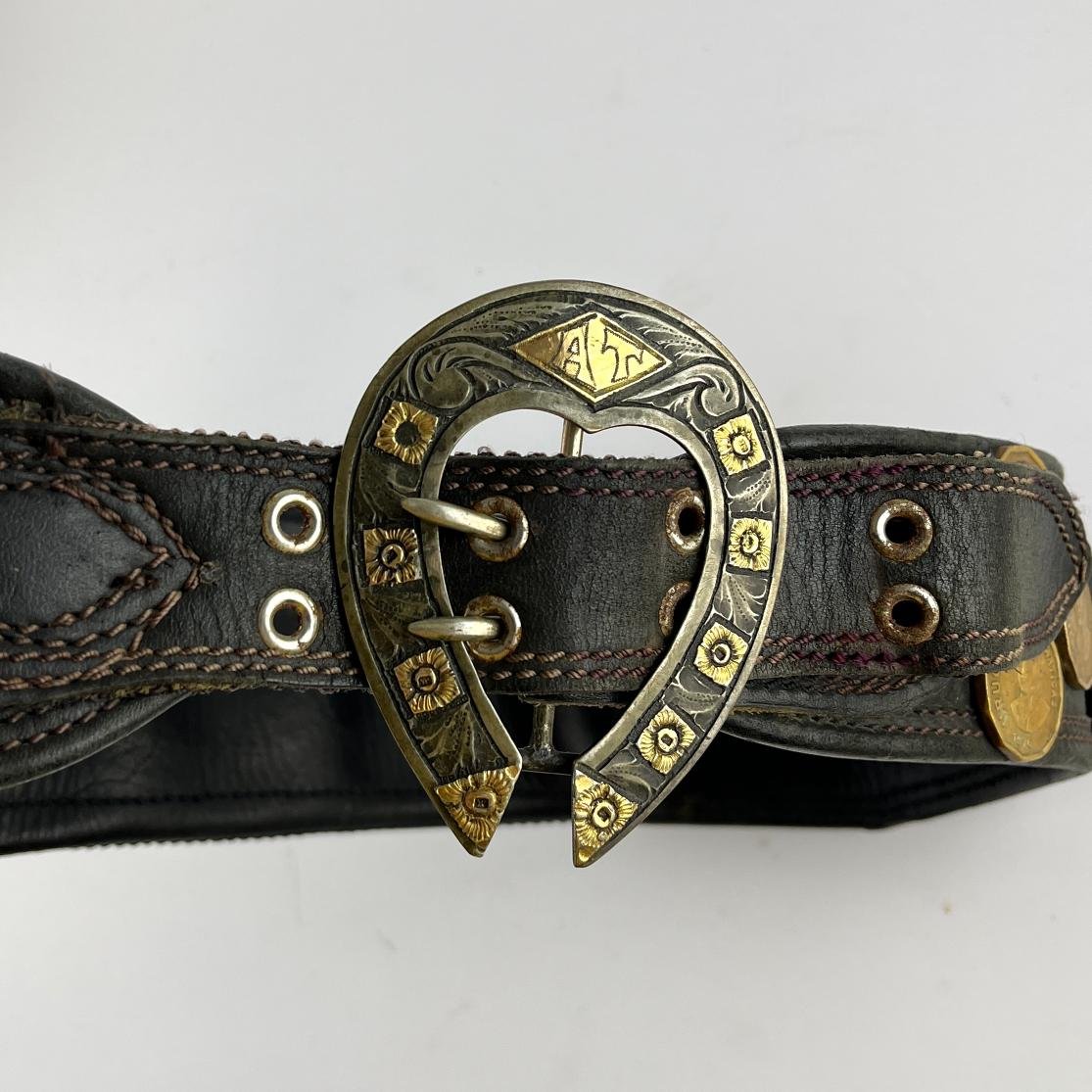 Cinto gaucho en cuero y monedas uruguayas - Imagen 2