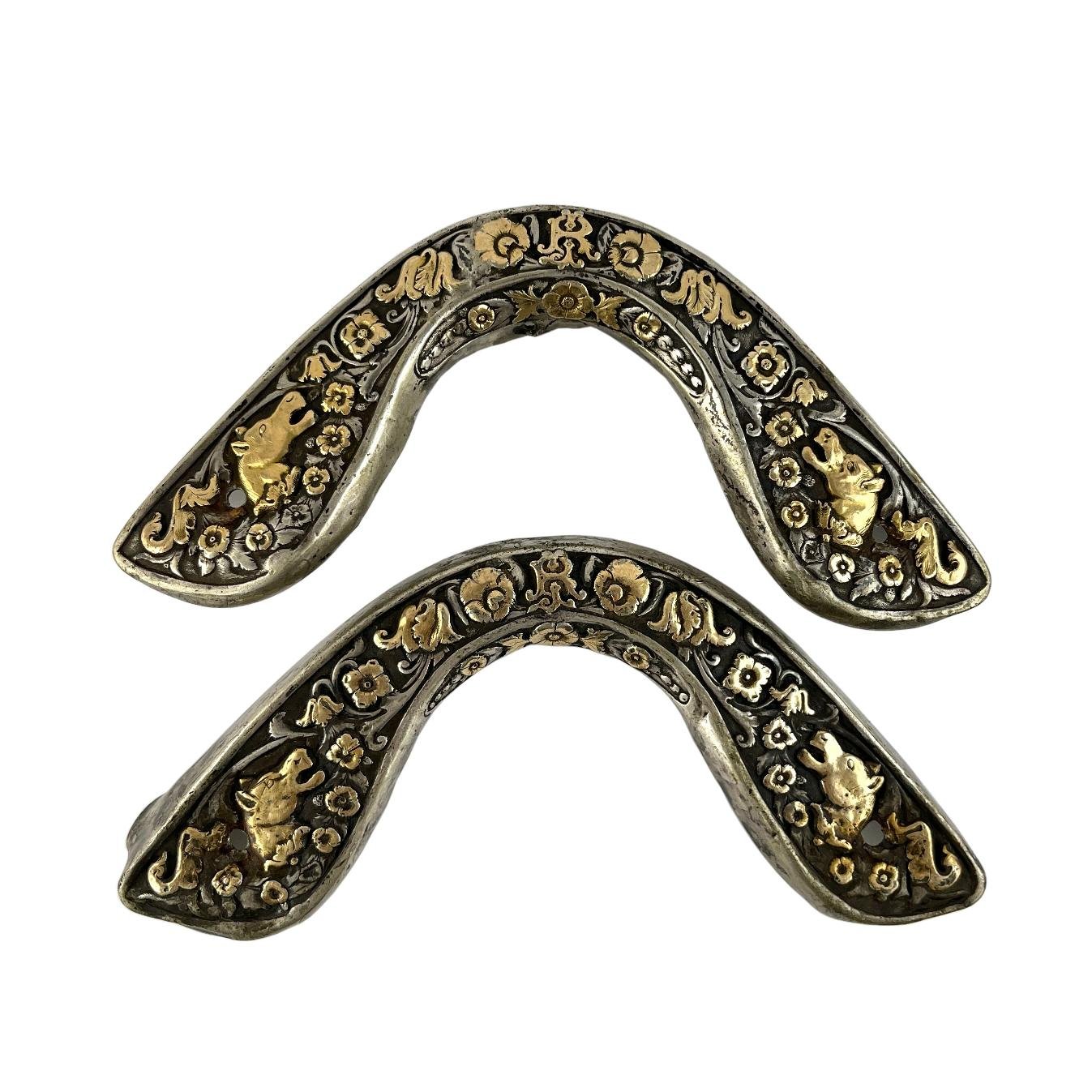 Par de cabezadas de recado para niño en plata y oro