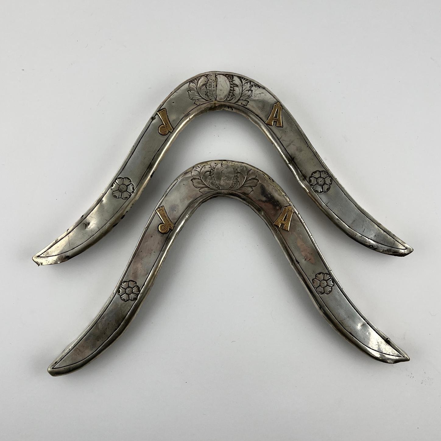 Par de cabezadas de recado en plata