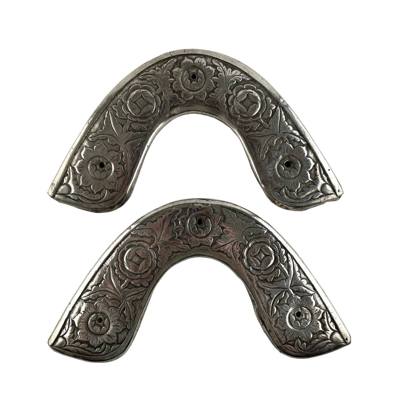 Par de cabezadas de recado en plata